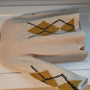 Miami Cream and Gold Argyle Sweater